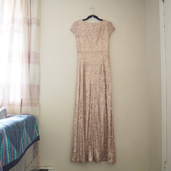 Adrianna Papell Sequin Bateau Maxi Dress sz US 2 - Picture 6 of 8